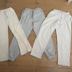 Bundle of 3 Woman’s Sweat Pants Cotton Gray & Cream Joggers XS